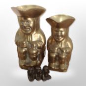 Two brass Toby jugs,