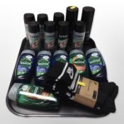 Two FCUK body sprays, seven further LYNX body sprays, six bottles of Radox shower gel,