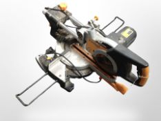 An Evolution 255mm sliding compound mitre saw.