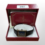 A lady's silver gilt must de Cartier wristwatch in box