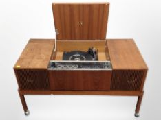 A teak cased HMV record player,
