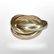 A trio of yellow gold rings, size L. CONDITION REPORT: 6.