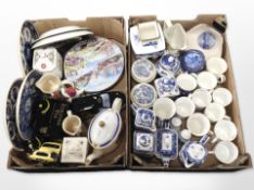 A quantity of Ringtons blue and white teapots, caddies, plates, mugs, etc.