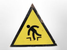 An enamelled hazard sign,