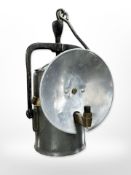 A 19th-century The Premier Lamp and Engineering Company brass and steel miner's lamp.