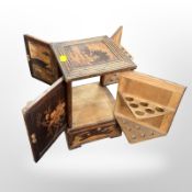 A marquetry inlaid smoker's cabinet, height 25cm.