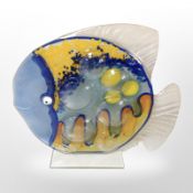 A large glass angel fish designed by Aneta Pawlowska, signed, height 25cm.