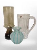 A 20th century Scandinavian tall wasted glass vase, height 28.