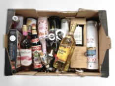 Several contemporary bottles of alcohol including Baileys, Echo Falls,