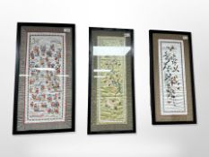 Twentieth Century Japanese School : Children at Play in a Garden, colourful embrodery on silk,