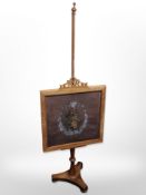 A Victorian mahogany beadwork pole screen