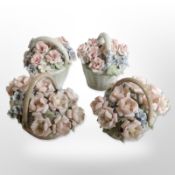 Four Lladró flower baskets.