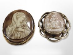 Two cameo brooches