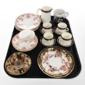 A Royal Crown Derby Imari teacup and saucer, further Derby plates in other patterns,