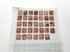 Thirty four penny red stamps