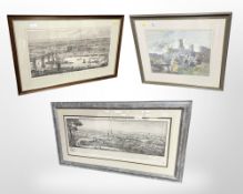 Lewis Hanna : A view of Durham Cathedral, watercolour, 51cm x 38cm,