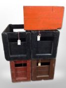 Five vintage pine bottle crates, each approx.