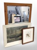 A contemporary pine framed mirror,