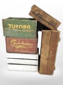 Five vintage painted pine bottle crates