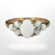 A 9ct yellow gold opal cluster ring, size N CONDITION REPORT: 1.6g.