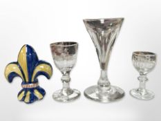 Two late 18th/early 19th century etched toasting glasses,