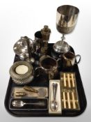 A late-Victorian silver-plated trophy cup inscribed 'Mr George Amos, First Prize for Streamer,