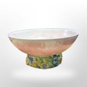 A Clarice Cliff for Newport Pottery Bizarre pink-glazed pedestal bowl, diameter 16.5cm.