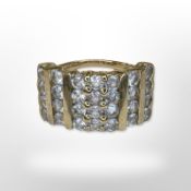 A 9ct yellow gold synthetic stone cluster ring, size N/O CONDITION REPORT: 3.9g.