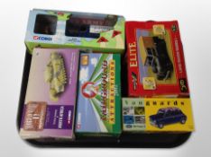 Five Corgi, Vanguard and Britains diecast vehicles, all boxed.