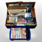 A collection of pictures and VHS tapes, mostly relating to steam locomotives.