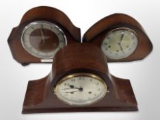 An early 20th century Smiths eight day mantel clock plus two other examples,