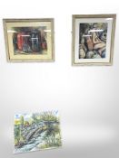 Anne Saddington : Still life depicting kitchen items, colour chalk, 47cm x 36cm,