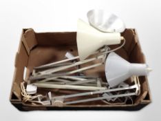 Three 20th-century enamelled angle-poise lamps.