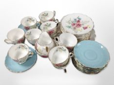 39 pieces of Aynsley floral-decorated tea china.