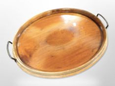 A walnut twin-handled oval serving tray,