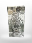 A Waterford crystal paperweight depicting flowers in a pot, height 11.5cm.