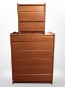 Two contemporary Scandinavian teak effect chests of drawers,