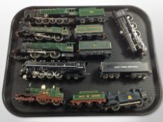 A group of diecast metal and plastic locomotives and coal tenders including Franklin Mint precision