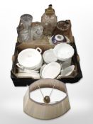 A quantity of crystal items including grapefruit dishes, ship's decanter, vase,