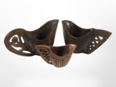 Three Scandinavian / Nordic hand carved wooden Kuska folk art jugs,