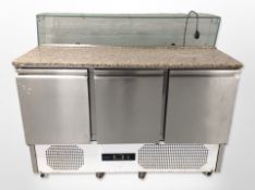 A commercial catering counter, width 137cm.