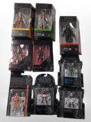 Nine Hasbro Star Wars The Black Series figurines, boxed.