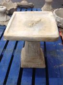 A square garden bird bath,