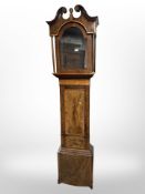 An early-19th century mahogany and satinwood-inlaid longcase clock case, height 225cm.