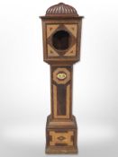 A parquetry-inlaid granddaughter clock, case height 128cm.