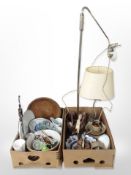 A group of 20th century ceramics, silver plated vases, oriental carved items,