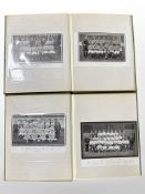 Two albums of facsimile monochrome photographs of various football teams in the early 1900's