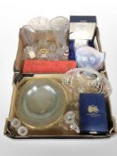 A collection of 20th-century glass ware, some pieces boxed, including drinking glasses, ewers,