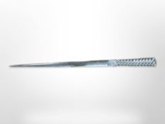 A large silver plated page turner with silver mounted handle, length 41.