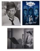 A group of reproduction monochrome Frank Sinatra photographs and a further Rat Pack rolled poster